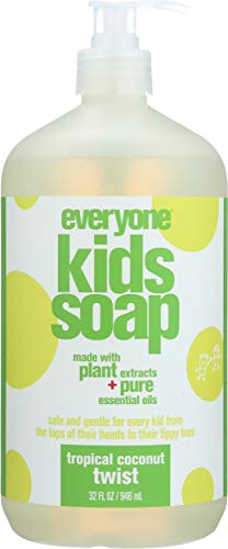 Everyone 3-in-1 Soap for Every Kid Safe, Gentle and Natural Shampoo, Body Wash, and Bubble Bath, Tropical Coconut Twist, 1 Count