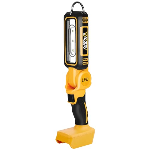 YAWV Cordless LED Work Light for Dewalt 20V MAX Battery, Two Levels Adjustable Up to 1000 Lumens with Low Voltage Protection, 140 Degree Rotating Wide-Angle Lighting for Workshop, Camping, Outdoor
