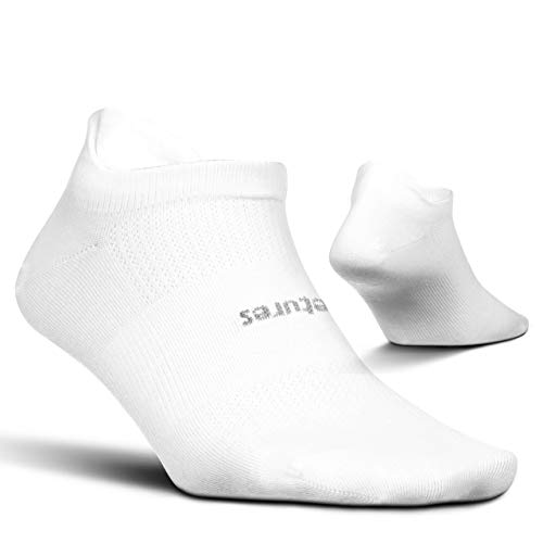 Feetures Unisex High Performance Ultra Light No Show Tab Sock Solid (Medium, White)