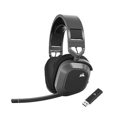 Corsair HS80 MAX Wireless Multiplatform Gaming Headset with Bluetooth - Dolby Atmos - Broadcast Quality Microphone - iCUE Compatible - PC, Mac, PS5, PS4, Mobile - Steel Gray, One Size