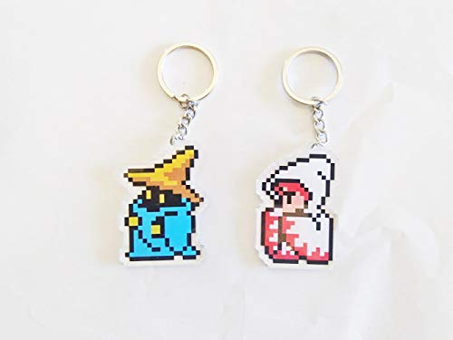 Final Fantasy 1 Keychain - Final Fantasy Characters Keychain - FF1 Keychain (2 Pc Set: White Mage and Black Mage)