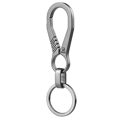 FEGVE Titanium Small Carabiner Keychain Clip,Key Chain Clip with Key Ring for Men(Tai-B/1pcs)