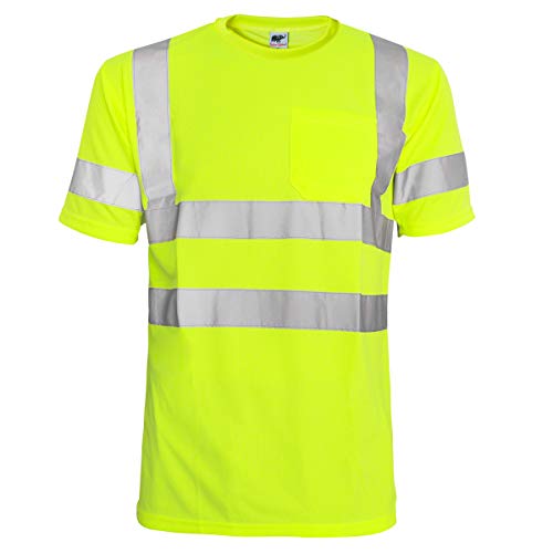 L&M Hi Vis T Shirt ANSI Class 3 Reflective Safety Lime Short Sleeve HIGH Visibility (2XL)