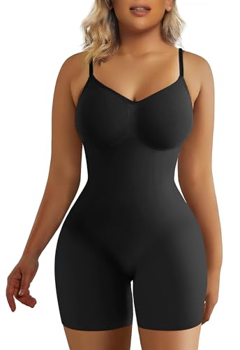 SHAPERX Bodysuit for Women Tummy Control Shapewear Mid Thigh Butt Lifter Body Shaper,SZ5218-Black-L/XL