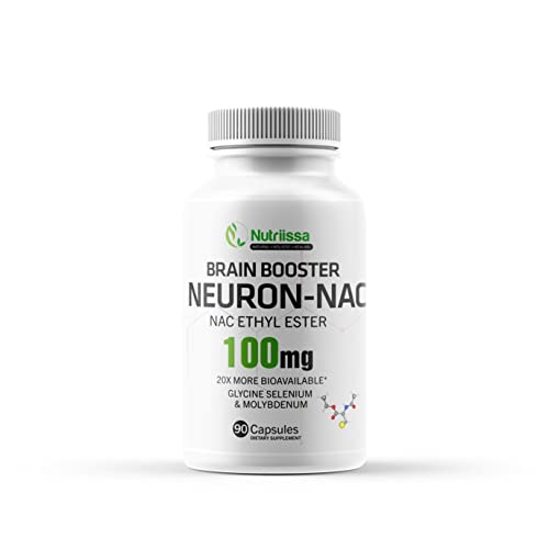 Nutriissa Neuron NAC Supplement N-Acetyl Cysteine Ethyl Ester - 20x More Bioavailable Than NAC 1200 mg - Boost Glutathione 10x More Than Liposomal Glutathione - N Acetyl (90 Capsules)