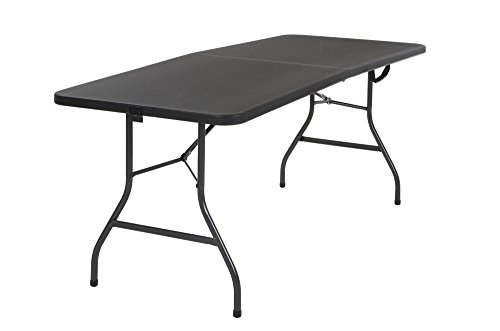 COSCO 6 ft. Fold-in-Half Banquet Table w/Handle, Black