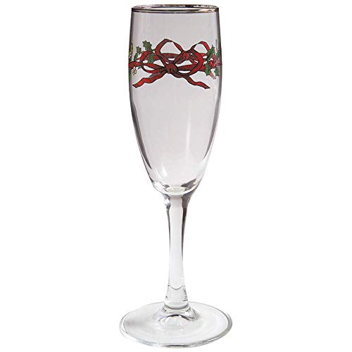 Royal Worcester Holly Ribbons 6oz Champagne Flute Glassware