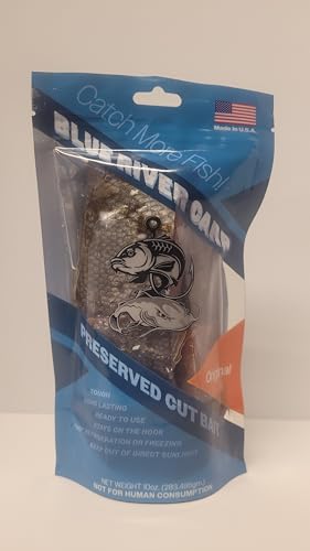 Original/Plain Flavor Chunks - Approx 2' w x 3' L for Catfish Bait in a 10oz Package - Preserved Cut Bait - Preserved Asian Carp Cut Bait by Blue River Carp - No Refrigeration or Freezing