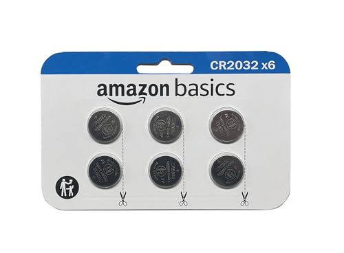 Amazon Basics 6-Pack CR2032 Lithium Coin Cell Battery, 3 Volt, Long Lasting Power, Mercury-Free