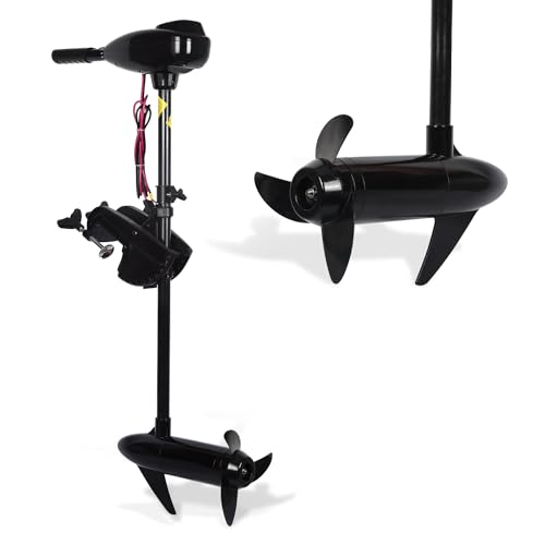 86 LBS Thrust 8 Speed Electric Outboard Trolling Motor for Fishing Boats Saltwater Transom Mounted with Adjustable Handle, 24V 28' Shaft