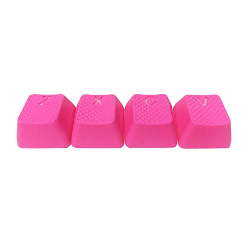 Rubber Gaming Backlit Keycaps Set - 4 Keys for Z, X, C, V, Cherry MX Mechanical Keyboards Compatible OEM (Neon Pink)