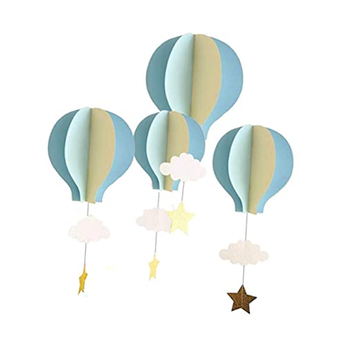 PRETYZOOM 4pcs 3D Paper Pendant Cardboard Hot Air Ballons Decoration Wooden Toy Daisy Birthday Decorations Rainbow Cloud Paper Garlands Hot Ornament Kid Toys Model Hit Wedding Latte Art