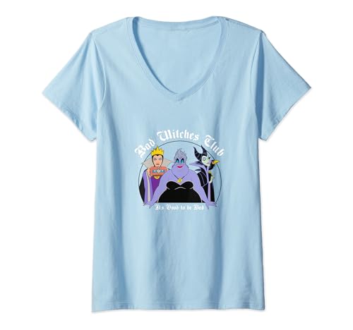 Womens Disney Villains Bad Witches Club It's Good To Be Bad Poster V-Neck T-Shirt