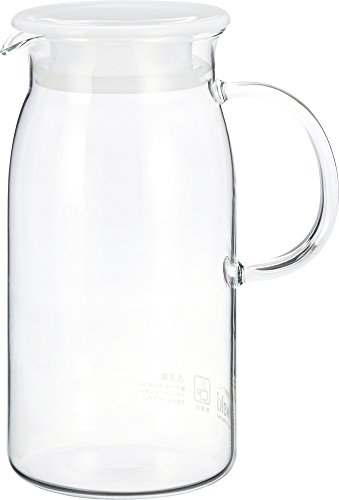 iwaki KT293-W AGC Techno-Glass, Heat-resistant Glass, Barley Tea Pot, Pitcher, 0.6 L., Round Cold Water Pot, Cold Water Bottle, Jug