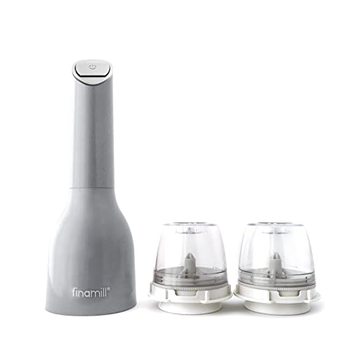FinaMill's Award-Winning Battery Operated Salt and Pepper Grinder Set - Adjustable Coarseness, Ceramic Grinding Elements, LED Light, 2 Quick-Change ProPlus Pods - Perfect for Home Cooking & Gifting