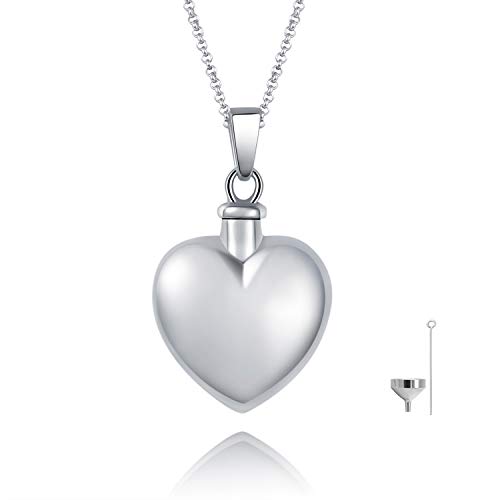 BEILIN Memorial Gift Love Heart Cremation Jewelry 925 Sterling Silver Keepsake Ash Forever in My Heart Urn Pendant Necklace for Ashes