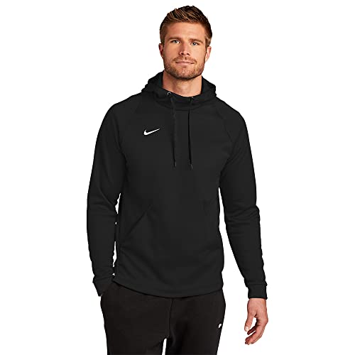 Nike MEN'S THERMA PULLOVER HOODIE (BLACK/WHITE, Small)
