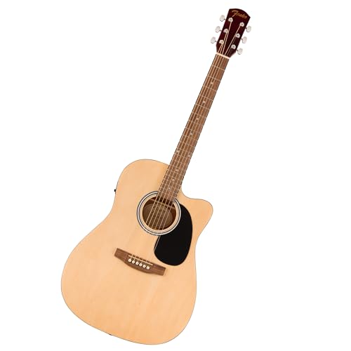 Fender FA-25CE Dreadnought Acoustic Electric Guitar, Beginner Guitar, with 2-Year Warranty, Includes Built-in Tuner and On-Board Volume and Tone Controls, Comes with Free Lessons, Natural