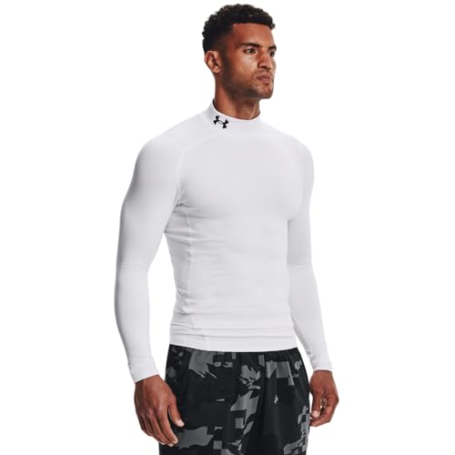 Under Armour Men's ColdGear Armour Compression Mock, White (100)/Black, Large