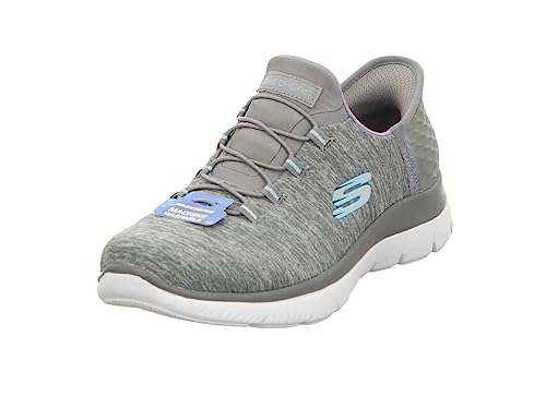 Skechers Women's Hands Free Slip Ins Summits Dazzling Haze Sneaker, Grey Mint, 8