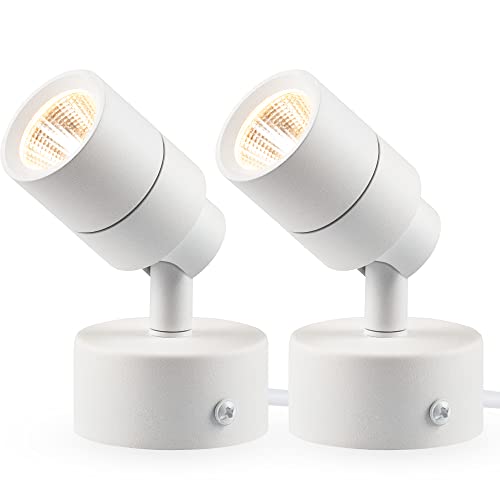 SUNVIE 2 Pack LED Up Lights for Indoor Use Uplight, Warm White Floor Spotlight Lamp, 120V Spot Lights for Uplighting Accent Lighting, 5.9 FT Cord with Foot Switch