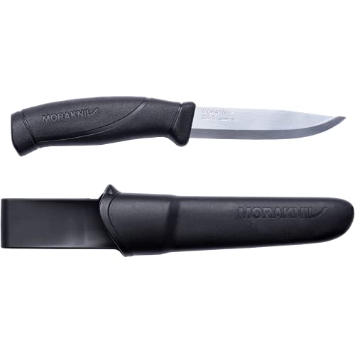 Morakniv Companion Sandvik Stainless Steel Fixed-Blade Knife with Sheath, 4.1 Inch,Black