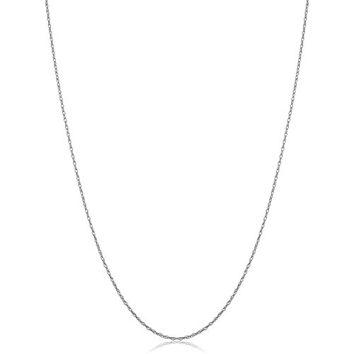 Kooljewelry Solid 10k White Gold Dainty Rope Chain Necklace (0.7 mm, 20 inch)