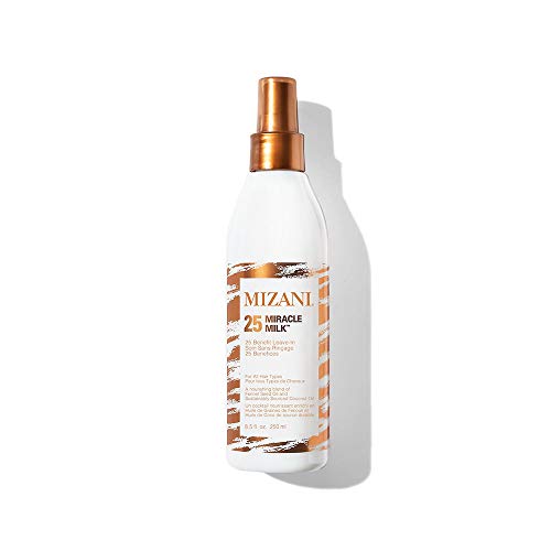 Mizani 25 Benefit Miracle Milk Leave in Conditioner | Heat Protectant and Detangler Spray| Formulated with Coconut Oil | For Frizzy & Curly Hair | 8.5 fl oz