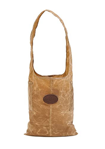Frost River Urban Foraging Tote - Lightweight and Durable Waxed Canvas Sling Bag for Grocery Shopping, Beach, Farmer's Market, and Storage, 20 Liter, Field Tan