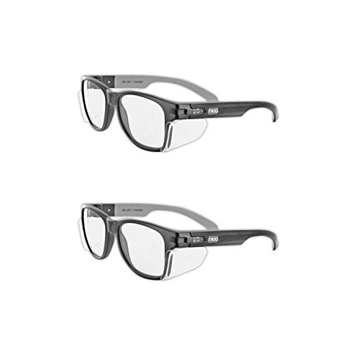 MAGID Y50BKAFC Iconic Y50 Design Series Safety Glasses with Side Shields | ANSI Z87.1+ Performance, Scratch & Fog Resistant, Comfortable & Stylish, Cloth Case Included, Clear Lens (2 Pair)