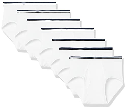 Amazon Essentials Men's Tag-Free Cotton Briefs, Pack of 7, White, Large