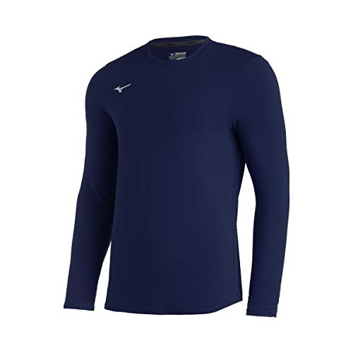 Mizuno Comp Diamond Long sleeve Crew, Navy, Medium