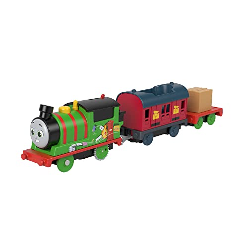 Thomas & Friends Motorized Toy Train Percy's Mail Delivery Battery-Powered Engine with Cargo for Preschool Kids Ages 3+ Years