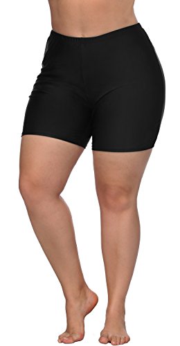 ATTRACO Plus Size Swim Bottoms for Women High Waisted Tankini Shorts Black 3X