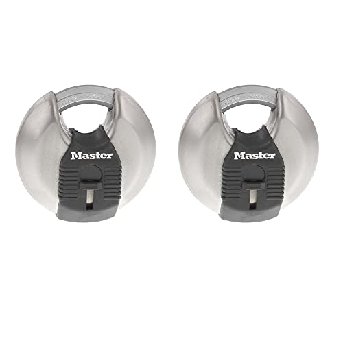 Master Lock Magnum Heavy Duty Stainless Steel Discus Padlock with Key, Keyed Alike, 2 pack