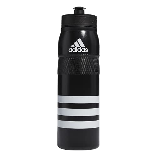 adidas unisex adult 750 Ml (28 Oz) Stadium Refillable Plastic sports water bottles, Black/White, One Size US