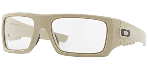 Oakley Men's OO9253 Det Cord Rectangular Sunglasses, Desert Tan/Clear, 61 mm