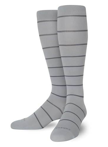 Comrad Nylon Knee High Socks - 15-20mmHg Graduated Compression Socks, (Wide Calf Large, Grey/Charcoal) - Soft & Breathable Support Socks for Men, Pregnant Women, Nurses, Home, Work, & Travel