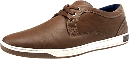 Jousen Men's Casual Shoes Memory Foam Mens Fashion Sneakers 3 Eyelets Business Dress Sneaker (A81Q06 Dark Brown 11.5)