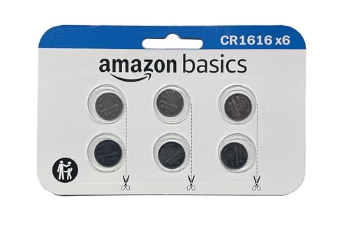 Amazon Basics 6-Pack CR1616 Lithium Coin Cell Battery, 3 Volt, Long Lasting Power, Mercury-Free
