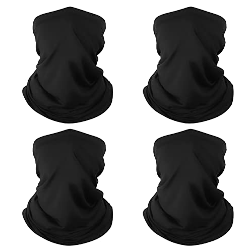 4 Pack Neck Gaiter Breathable Bandana Mask for Outdoor Protection, Washable Reusable Cooling Gator Mask Face Scarf Cover Protect from Dust Sun for Men Women Fishing Cycling Running Black