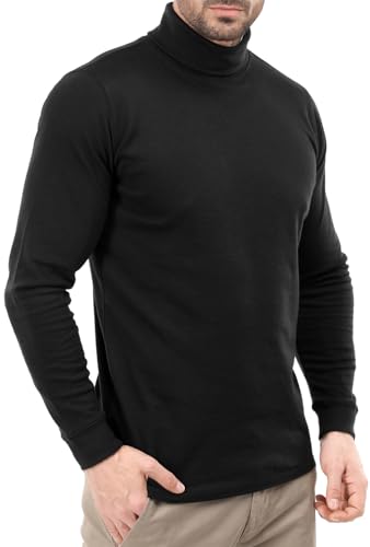 Utopia Wear Men's Turtleneck Slim Fit Lightweight Pullover Top, X-Large, Black