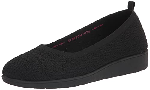 Skechers Women's Low Wedge Ballet Flat, Black/Black, 8.5