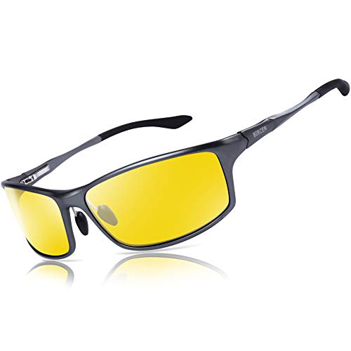 BIRCEN Night Vision Glasses for Driving: HD Al-Mg Frame Night Driving Glasses for Men