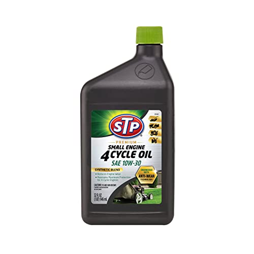STP Premium Small Engine 4 Cycle Oil Formula, SAE10W-30 Small Engine Oil Engine Care Formula Reduces Wear for Lawnmower, Push Mower, Tractor, 32 Oz, STP