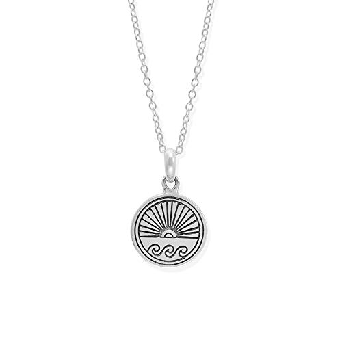 Boma Jewelry Sterling Silver Ocean Sunrise Sunset Circle Pendant Necklace, 18 Inches