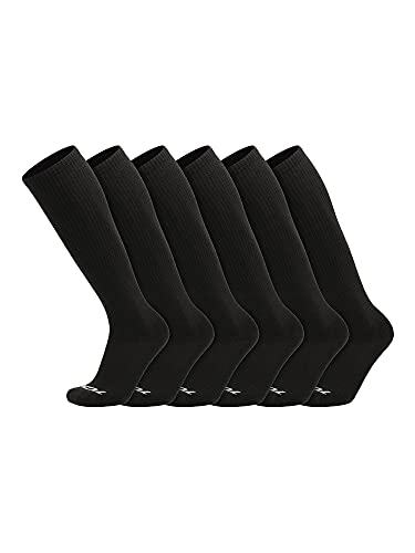 TCK Over the Calf Work Socks 6 Pair Moisture Wicking for Men and Women (Black, Large)