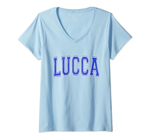 Womens Lucca Italy - Lucca Varsity Logo - Lucca Italia V-Neck T-Shirt