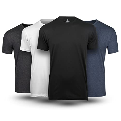 Fresh Clean Threads Variety Crew Neck Pack T-Shirts for Men - Soft and Fit Mens T-Shirt - Cotton Poly Blend - Pre Shrunk - L