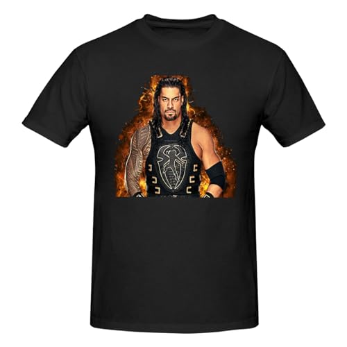 Roman and Reigns Youth & Adult Big Boys Youth Men Short-Sleeve T Shirts, Round Neck Top Fashion T Shirt Vintage Big-Tall Custom Tees Clothing Large Black